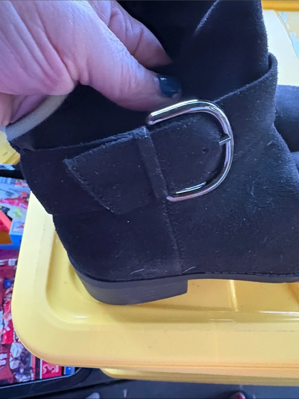 Steve Madden Black Kids Suede Ankle Boots with Side Buckle
